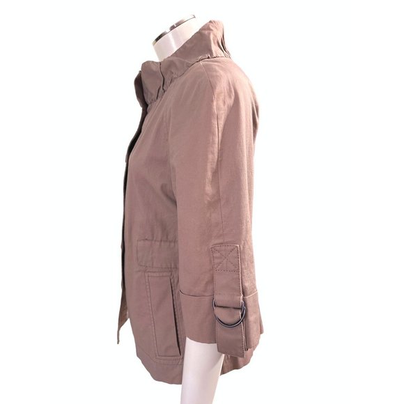 Ann Taylor LOFT Cotton Spandex Khaki Brown Casual Jacket Size 0 - Picture 4 of 14